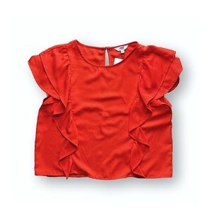 NWT Jack by BB Dakota Fiesta Red Flutter Sleeve Boxy Crop Top Women’s Large